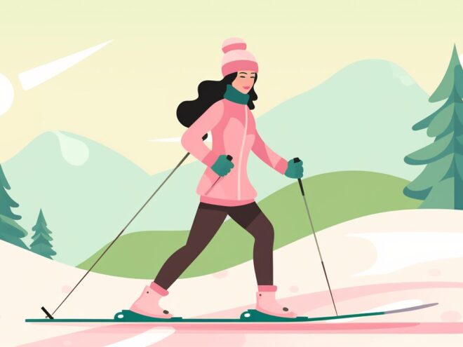 A woman skiing.