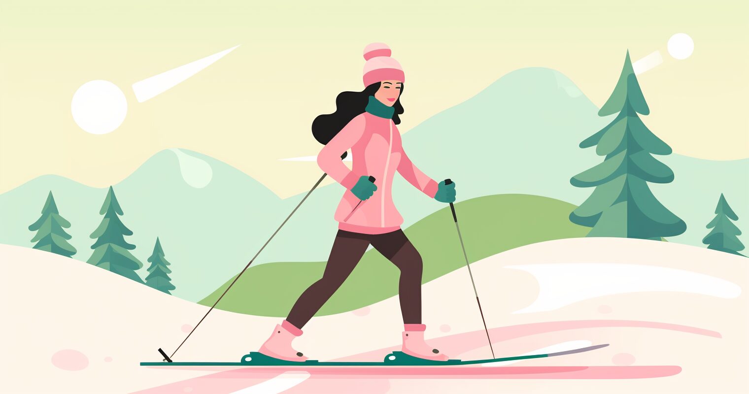 A woman skiing.