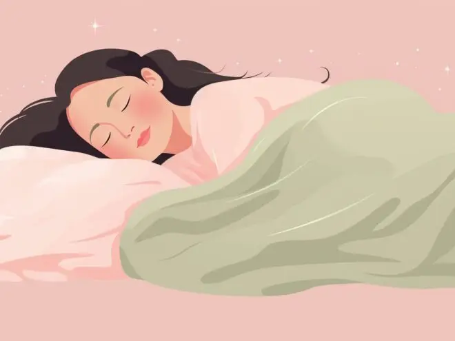 A woman sleeping in bed.