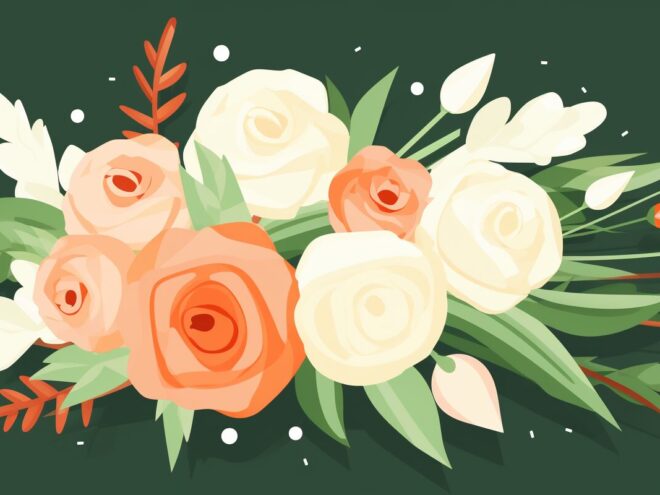 A bouquet of orange and white flowers.