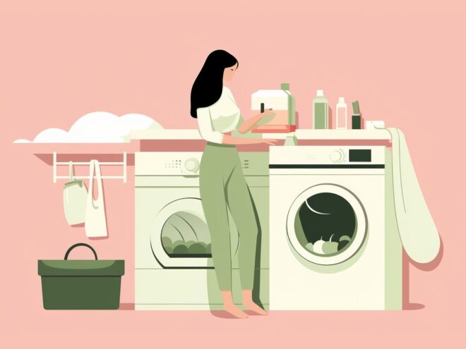 A woman doing laundry.