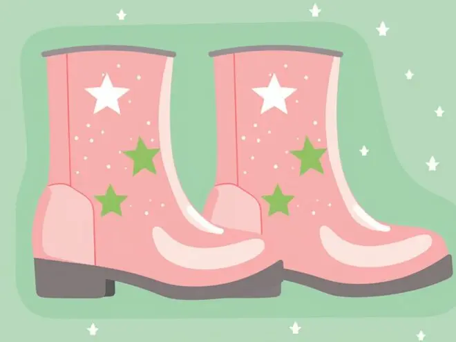 Pink boots with stars.