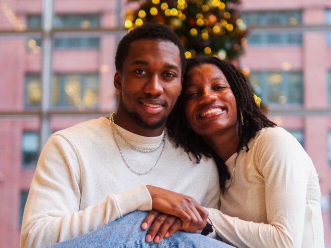 Married couple at Christmas