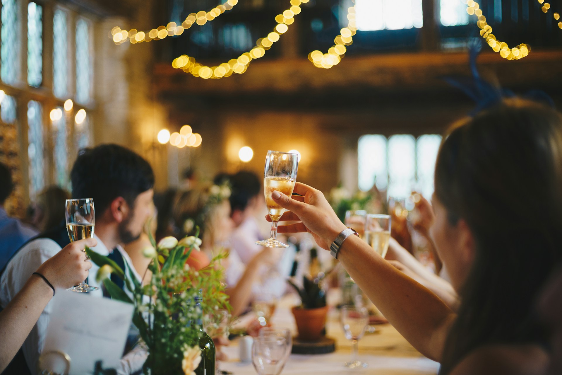 Guests at a wedding brunch.