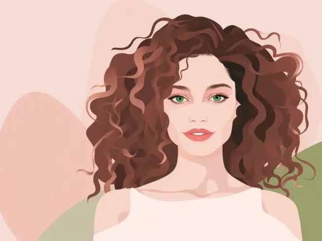 A woman with curly hair.