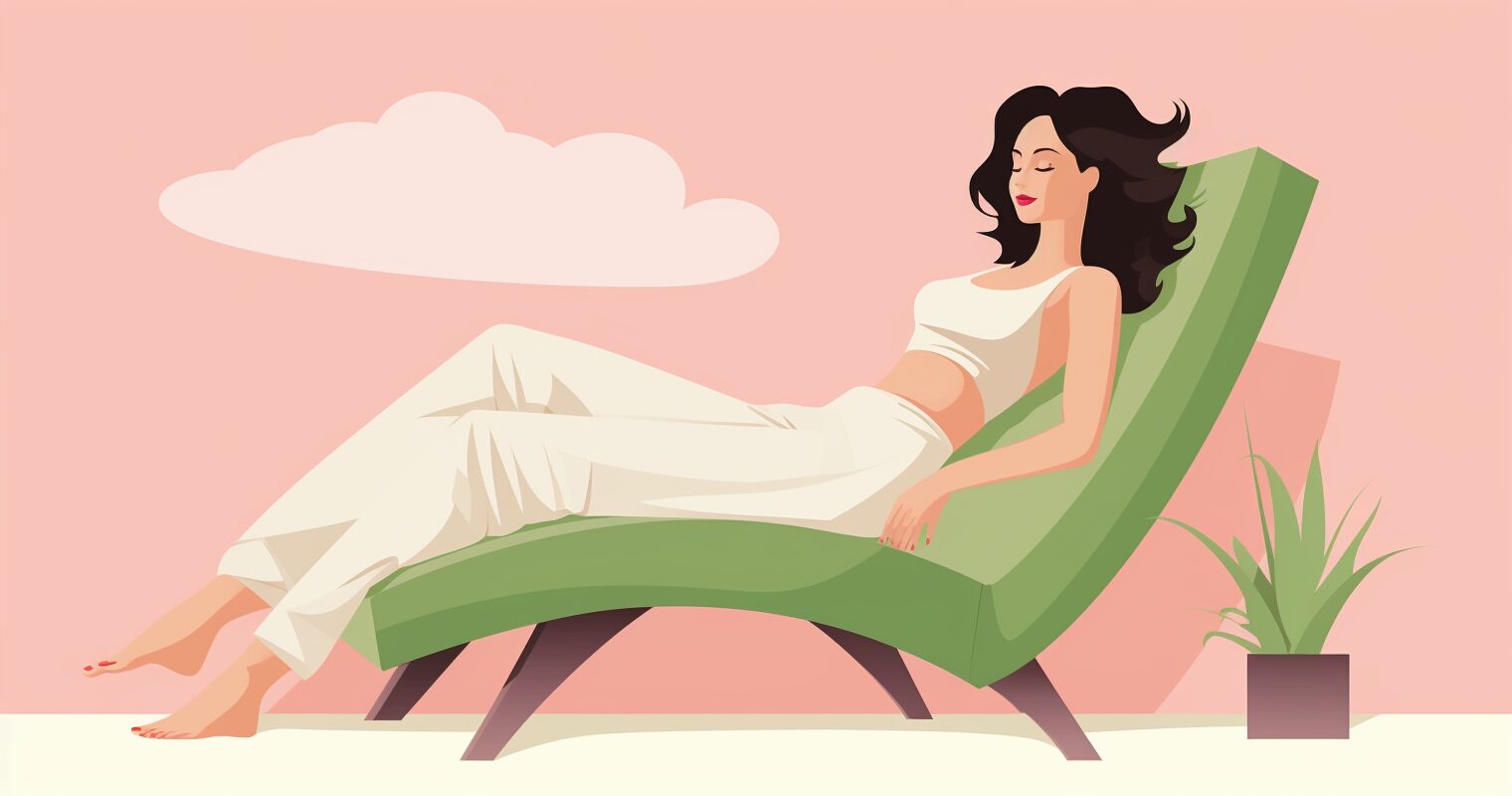 A woman relaxing in a lounge chair.