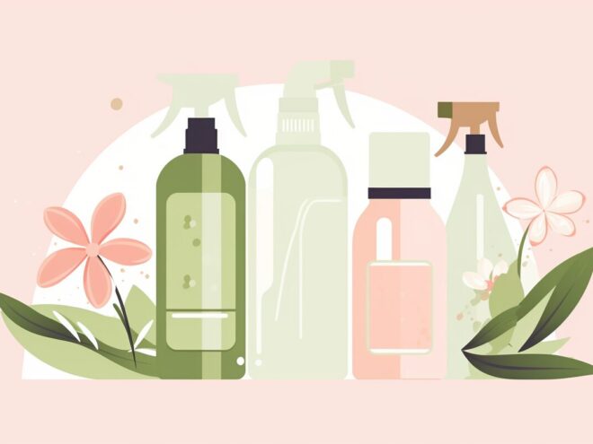 A variety of cleaning product bottles.
