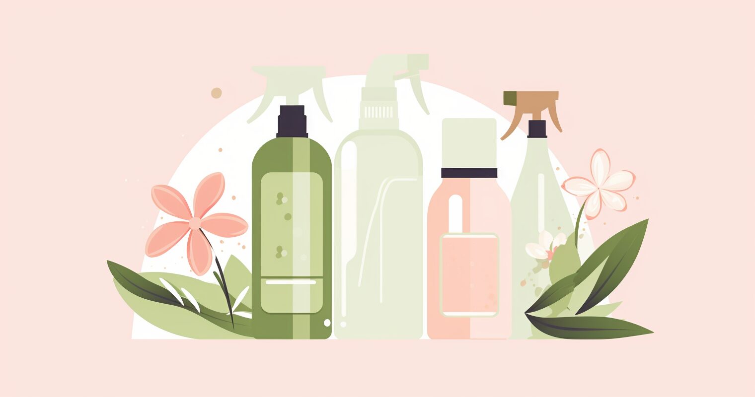 A variety of cleaning product bottles.