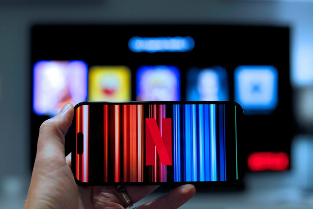 Streaming the best new shows on a tv and a cellphone.