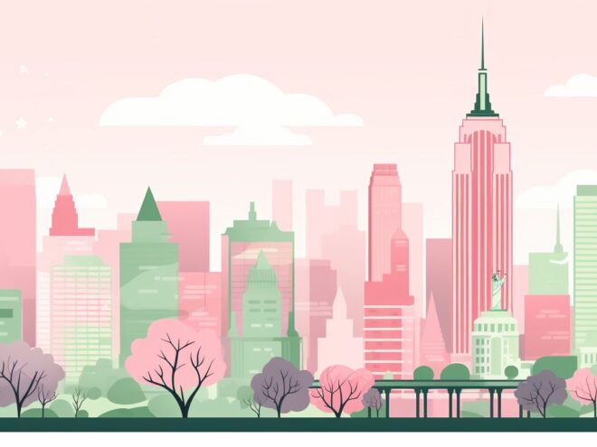 The New York City skyline.