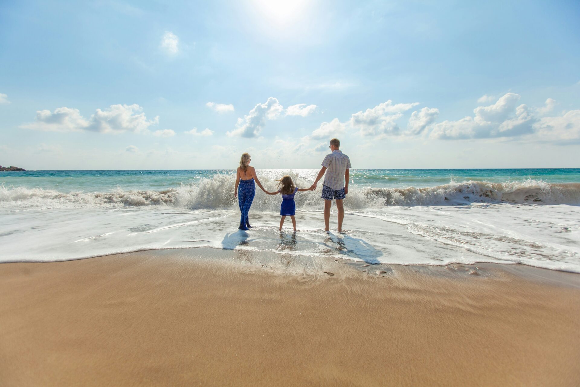 Family on a beach.
