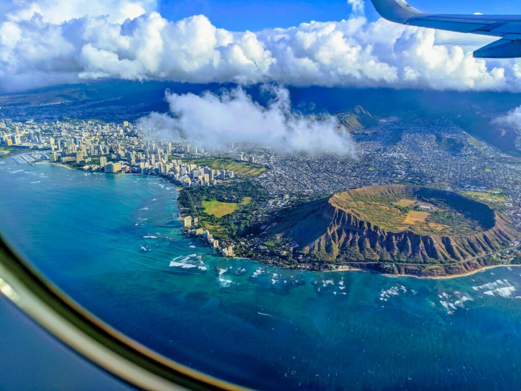 An overhead view of Honolulu, Hawaii.