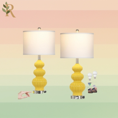 butter yellow decor — lamp set