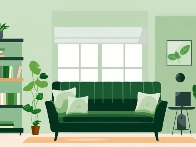 A room decorated all in green.