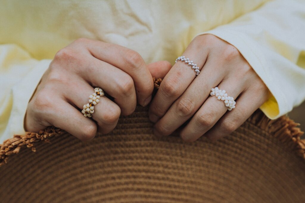 wedding ring stack.